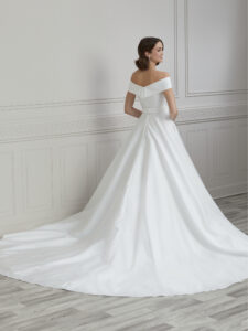 wedding dresses ivory fabric Mikado called Addison full back view