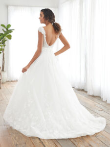 wedding dress ivory fabric beaded tulle called Oriana full back view